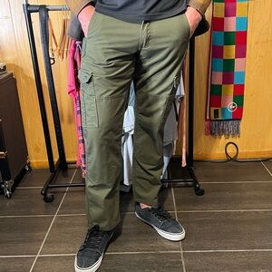 Carhartt Green Cargo Pants relaxed fit rugged flex Cotton